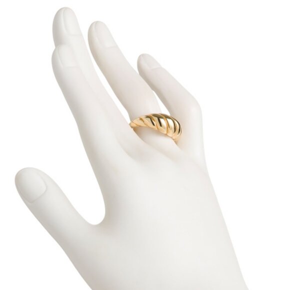 Mia Fiore Made In Italy 18kt Gold Plated Puffed Croissant Ring - Picture 2 of 5